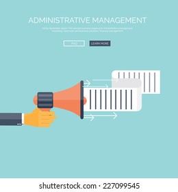Flat loudspeaker icon. Administrative management concept. Business aims and solutions.