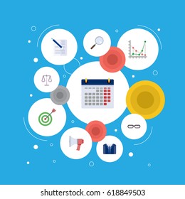 Flat Loudspeaker, Libra, Goal And Other Vector Elements. Set Of Job Flat Symbols Also Includes Loudspeaker, Goal, Document Objects.