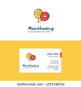 Flat Love balloons Logo and Visiting Card Template. Busienss Concept Logo Design