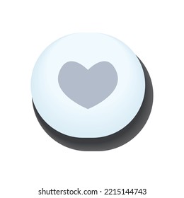botón de amor plano sobre blanco