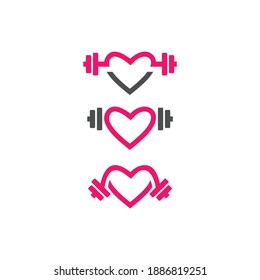 flat love fitness icon logo