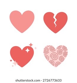 Icono de corazón de amor plano con emoción