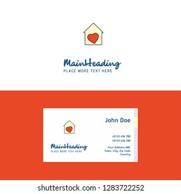 Flat Love house Logo and Visiting Card Template. Busienss Concept Logo Design
