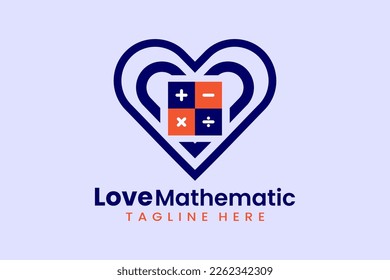 Flache Liebe Mathematik Logo Vorlage Vektorgrafik