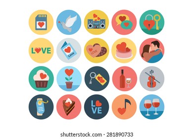 Flat Love and Romance Vector Icons 4