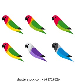 Flat lovebird on white background