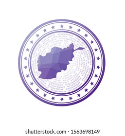 Flat low poly stamp of Afghanistan. Polygonal Afghanistan badge. Trendy vector logo of the country.