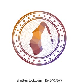 Flat low poly stamp of Aitutaki. Polygonal Aitutaki badge. Trendy vector logo of the island.