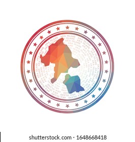 Sello de pólvora plana baja de la isla de Aka. Insignia de la isla Aka. Logo vectorial de moda.