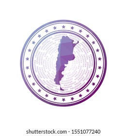 Flat low poly stamp of Argentina. Polygonal Argentina badge. Trendy vector logo of the country.