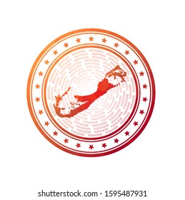 Flat low poly stamp of Bermuda. Polygonal Bermuda badge. Trendy vector logo of the island.