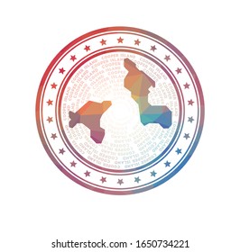Flat low poly stamp of Cooper Island. Polygonal Cooper Island badge. Trendy vector logo.