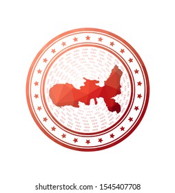 Flat low poly stamp of Elba. Polygonal Elba badge. Trendy vector logo of the island.