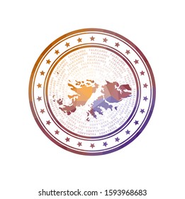 Flat low poly stamp of Falklands. Polygonal Falklands badge. Trendy vector logo of the country.