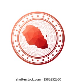 Flat low poly stamp of Graciosa. Polygonal Graciosa badge. Trendy vector logo of the island.