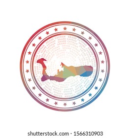 Flat low poly stamp of Grand Cayman. Polygonal Grand Cayman badge. Trendy vector logo of the island.