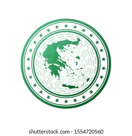 Flat low poly stamp of Greece. Polygonal Greece badge. Trendy vector logo of the country.