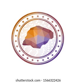 Flat low poly stamp of Inisheer. Polygonal Inisheer badge. Trendy vector logo of the island.