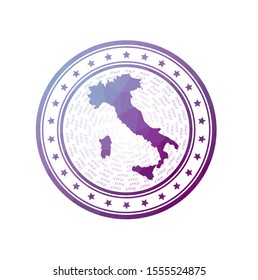 Flat low poly stamp of Italy. Polygonal Italy badge. Trendy vector logo of the country.