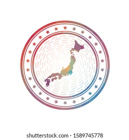 Flat low poly stamp of Japan. Polygonal Japan badge. Trendy vector logo of the country.