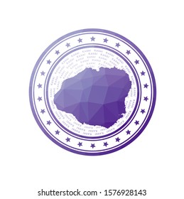 Flat low poly stamp of Kauai. Polygonal Kauai badge. Trendy vector logo of the island.