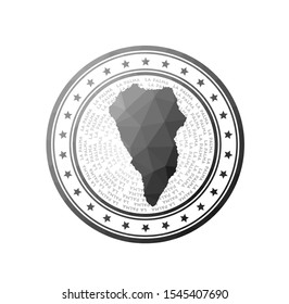 Flat low poly stamp of La Palma. Polygonal La Palma badge. Trendy vector logo of the island.