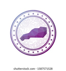 Flat low poly stamp of Little Stirrup Cay. Polygonal Little Stirrup Cay badge. Trendy vector logo of the island.