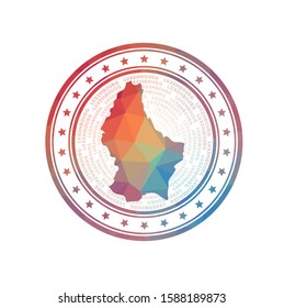 Flat low poly stamp of Luxembourg. Polygonal Luxembourg badge. Trendy vector logo of the country.
