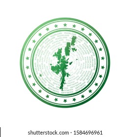 Flat low poly stamp of Mainland. Polygonal Mainland badge. Trendy vector logo of the island.