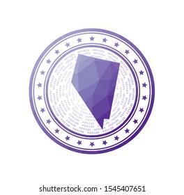Flat low poly stamp of Nevada. Polygonal Nevada badge. Trendy vector logo of the US state.
