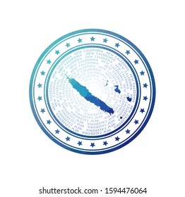 Flat low poly stamp of New Caledonia. Polygonal New Caledonia badge. Trendy vector logo of the country.