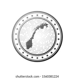 Flat low poly stamp of Norway. Polygonal Norway badge. Trendy vector logo of the country.