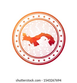 Flat low poly stamp of Panama. Polygonal Panama badge. Trendy vector logo of the country.