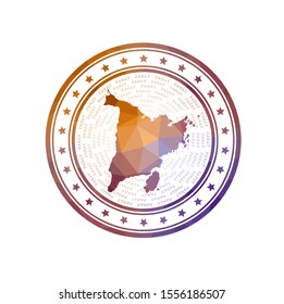 Flat low poly stamp of Panay. Polygonal Panay badge. Trendy vector logo of the island.