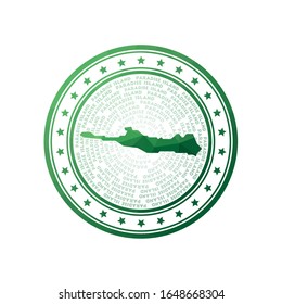 Estampilla baja plana de la isla Paradise. Insignia de la Isla del Paraíso Polígono. Logo vectorial de moda.