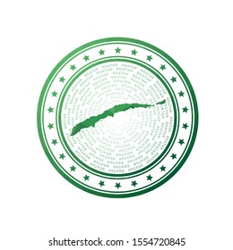 Flat low poly stamp of Roatan. Polygonal Roatan badge. Trendy vector logo of the island.