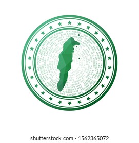 Flat low poly stamp of San Andres. Polygonal San Andres badge. Trendy vector logo of the island.
