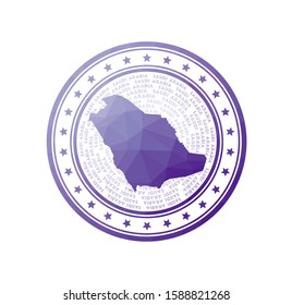 Flat low poly stamp of Saudi Arabia. Polygonal Saudi Arabia badge. Trendy vector logo of the country.