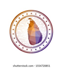 Flat low poly stamp of Sri Lanka. Polygonal Sri Lanka badge. Trendy vector logo of the country.
