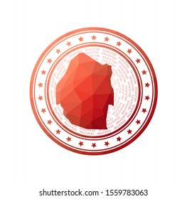 Flat low poly stamp of Swaziland. Polygonal Swaziland badge. Trendy vector logo of the country.