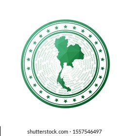 Flat low poly stamp of Thailand. Polygonal Thailand badge. Trendy vector logo of the country.