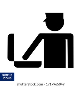 Flat luggage design safety check. Secure controls for luggage. Passenger bag inspection. Police on duty. Silhouette symbol in white space. Vector isolated illustration.