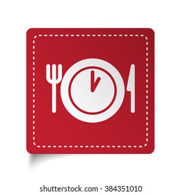 Flat Lunch Time icon on red sticker