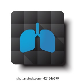 Flat Lungs icon on black app button with drop shadow
