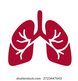 Icono de pulmones planos que muestra la anatomía simplificada del sistema respiratorio para la educación