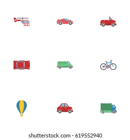 Flat Luxury Auto, Car, Chopper And Other Vector Elements. Set Of Auto Flat Symbols Also Includes Cabriolet, Bike, Auto Objects.