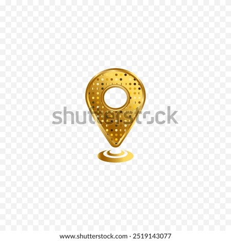 Flat Luxury Golden Dots Location Map Icon Logo Symbol Vector Design Clipart Png Transparent Background