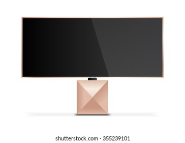 Flat Luxury Smart TV Mockup with blank screen on the Floor Stand, realistic vector