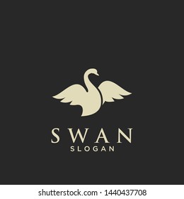 flat luxury swan logo icon design vector illustration