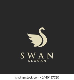 flat luxury swan logo icon design vector illustration